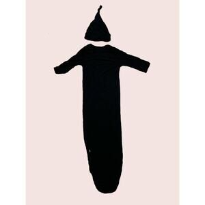Little Sleepies 2 piece set gown newborn beanie infant black tie new knot mitten